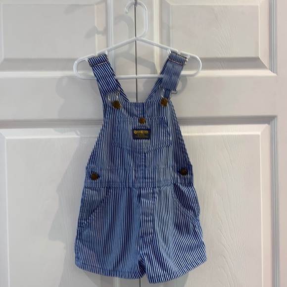 Vintage 1990's OshKosh B'Gosh Boys Striped Engineer Shortalls Overalls S… - Picture 13 of 13